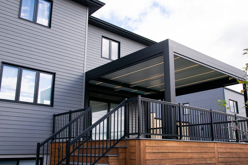 Stellaris Manual Series Wall Mounted Louvre Roof Aluminium Pergola