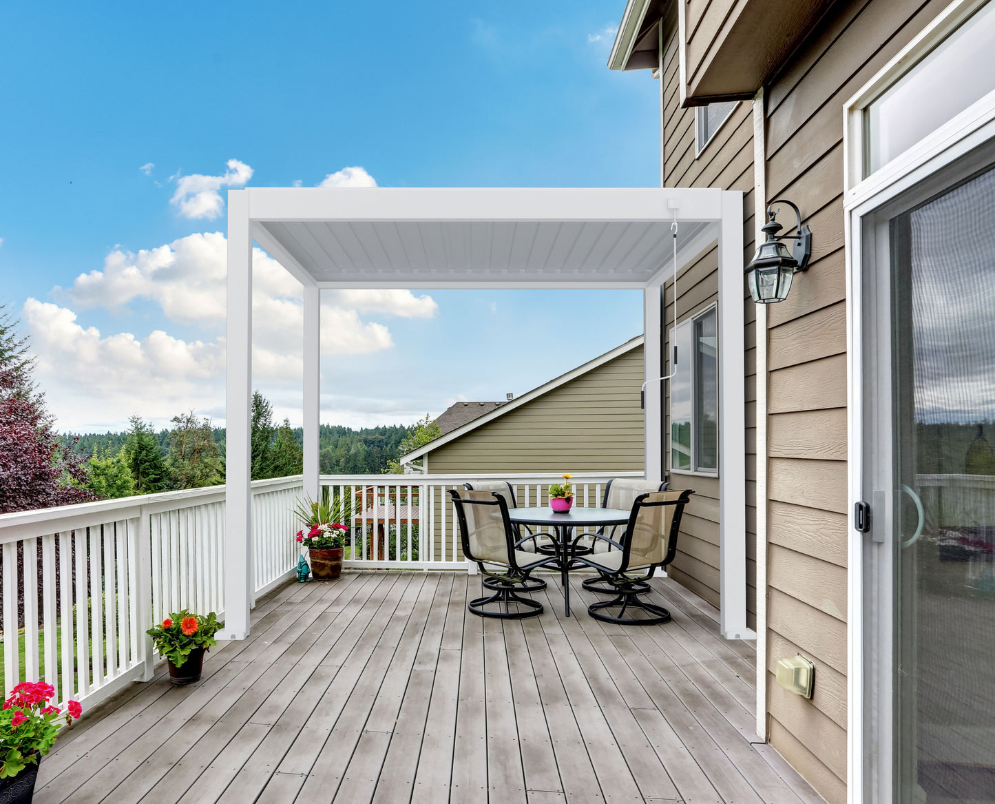 Stellaris Manual Series Wall Mounted Louvre Roof Aluminium Pergola